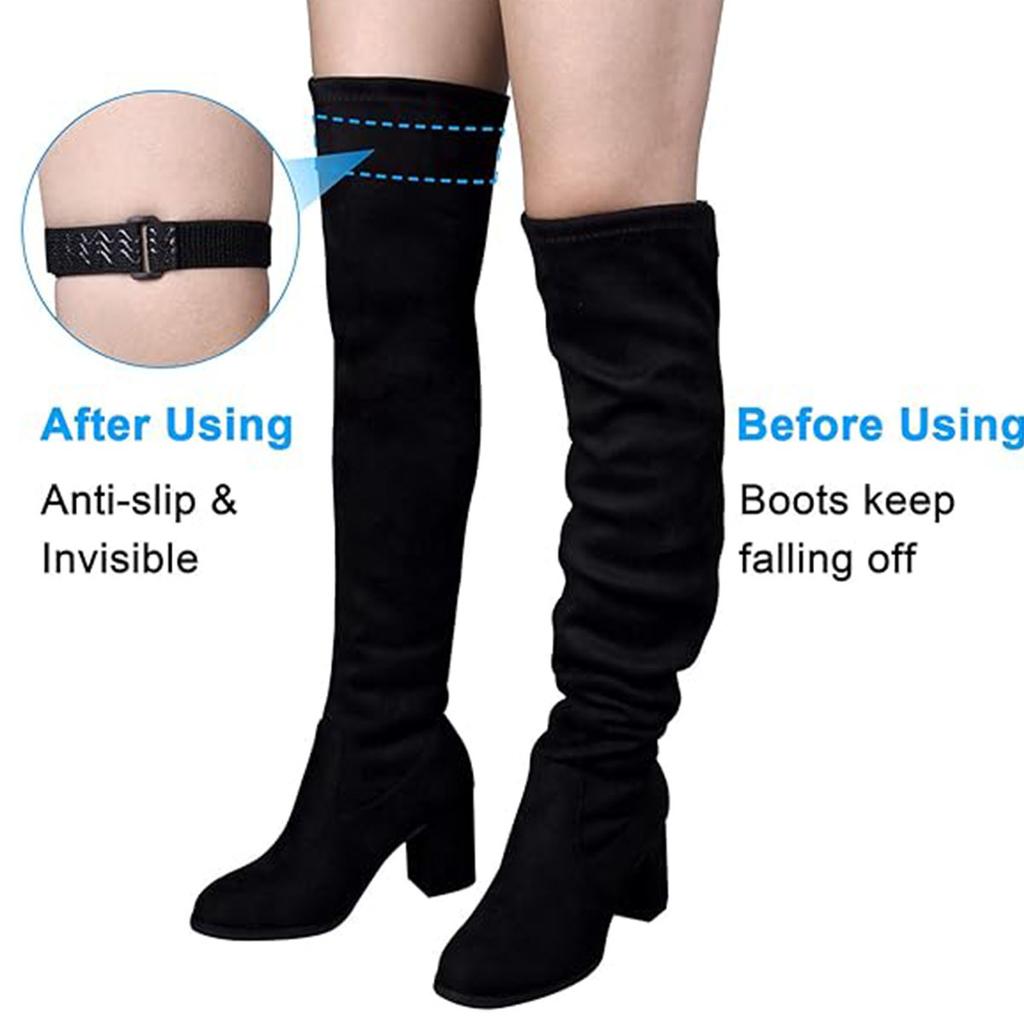 1 Pair Boot Straps for Thigh High, Knee Boot Straps Adjustable Elastic Thigh High Boots Bands with