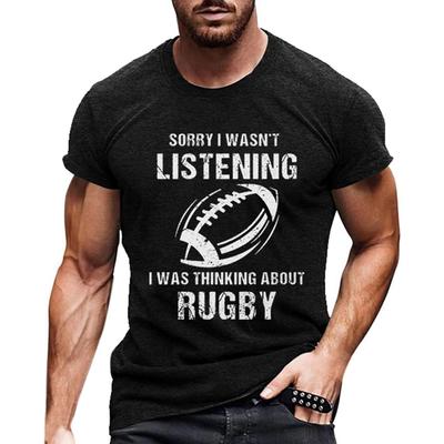 Football Fans Print Sports T Shirt Vintage Rugby Player Sports Retro Fashion Pullover T Shirts for Mens Boys