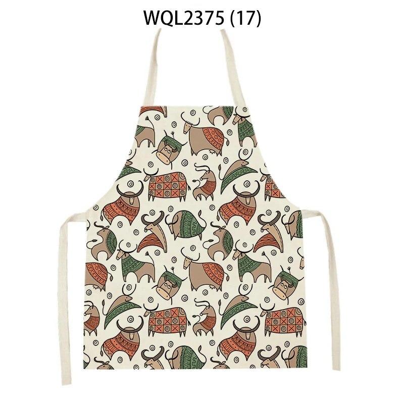 1Pcs Cat Graphic Printed Home Kitchen Apron Linen Sleeveless Antifouling Kids Bib Chef Cooking Baking Apron Home Cleaning Tools