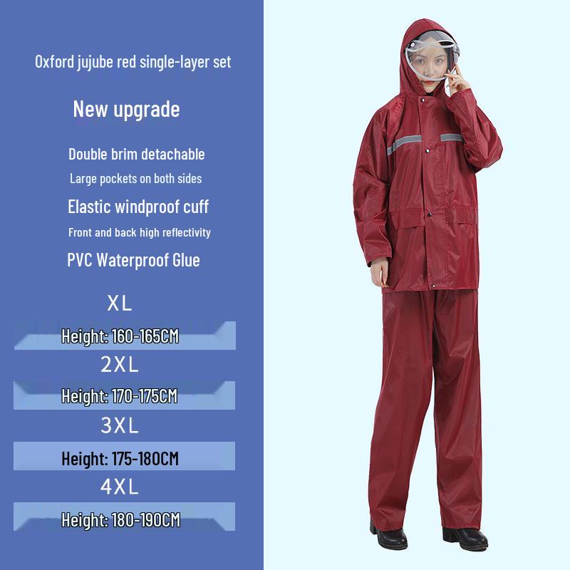 Shangqiu Reflective Raincoat & Pants Set - Waterproof, Durable, Full-Body Protection for Motorcycle Riding, Flood Control, and Labor Safety.