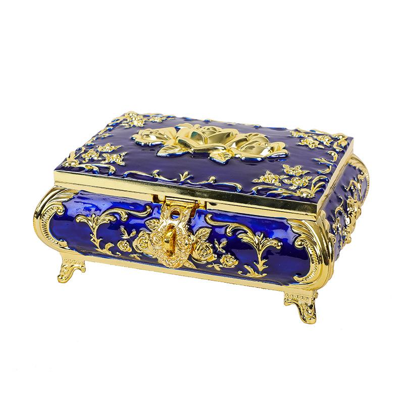 High-End European Metal Jewelry Box with Rose Design, Luxury Decorative Storage Organizer for Necklaces Rings Wedding Gift