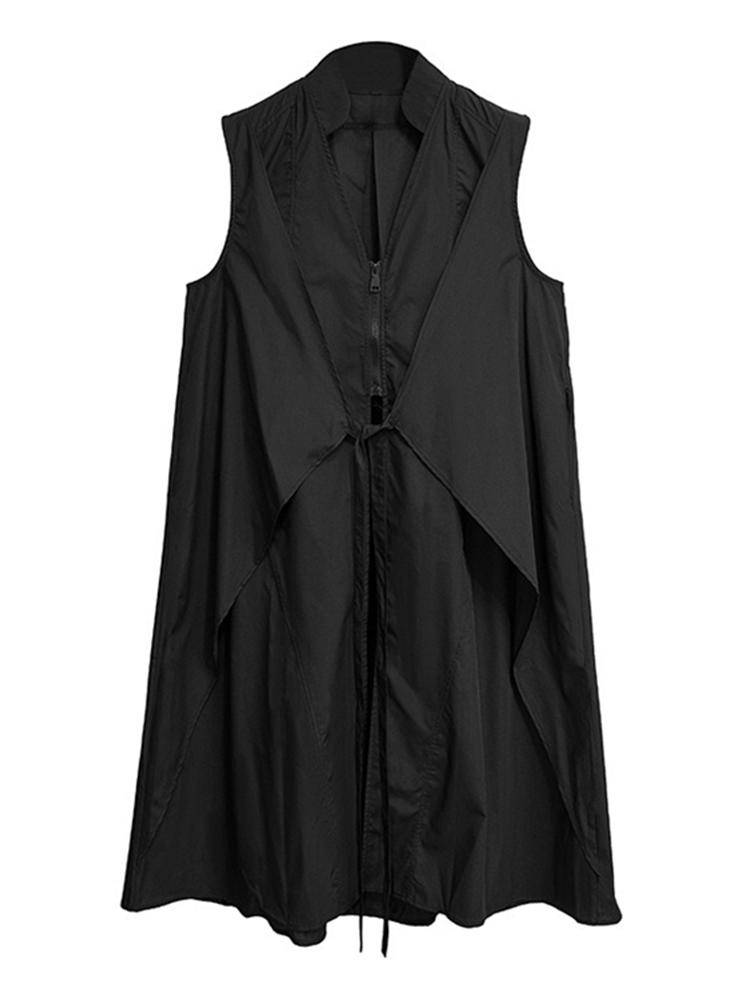 Xitao Sleeveless Zipper Bandage False Two Pieces Dress GYX1803