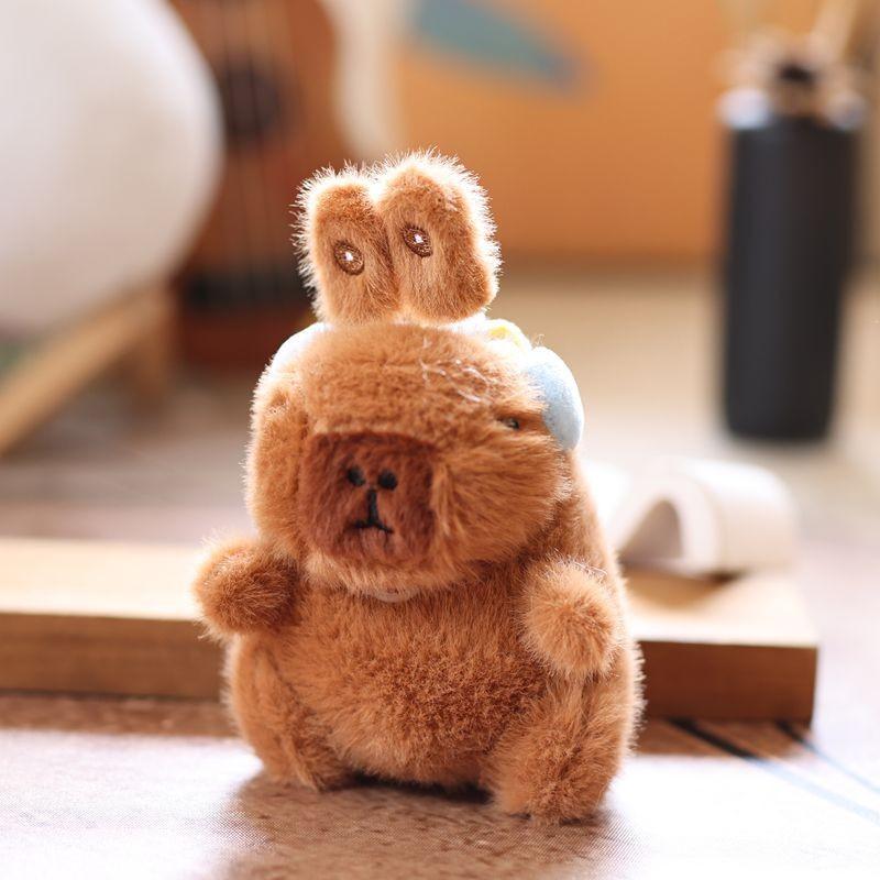 Capybara Rabbit Ear Headphones Plush Toy Keychain Backpack Pendant Holiday Gift