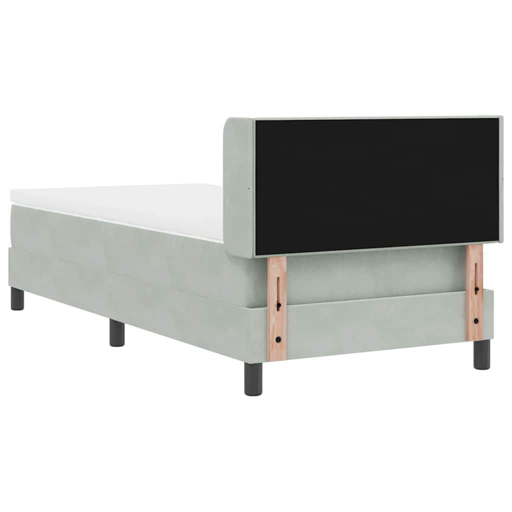 Box Spring Bed with Headboard Light Gray 200 X 80 Cm Velvet