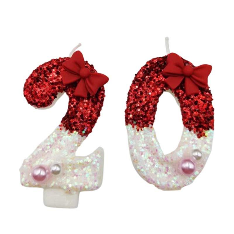 Creative Red Bow Digital Candle Birthday Candle Cake Atmosphere Birthday Decoration Candle