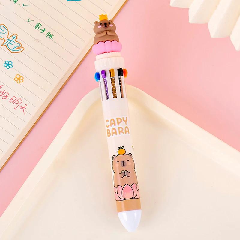 

Cartoon Capybara 10-Color Ballpoint Pen Cute 0.5mm Colorful Ink Gel Pen School Office Supplies Stationery Multicolored Pen
