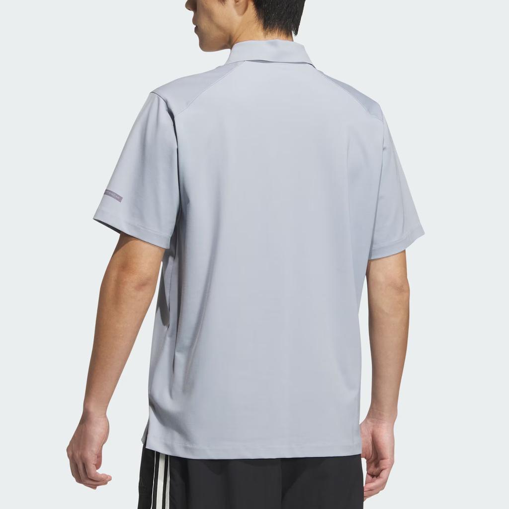 Adidas Logo Cool Sports Casual Short Sleeve Polo Shirt Men Polo Shirts Silver Gray JL6046
