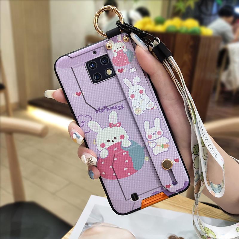 Shockproof Soft case Phone Case For Oukitel WP6 Kickstand Wristband Dirt-resistant Lanyard Silicone Ring Cute Cartoon