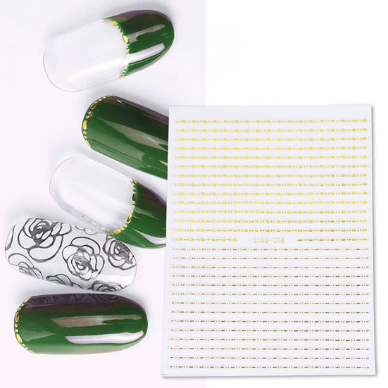 Nail Art Sticker Gold Colour Geometry Shapes PET Material Long-lasting Nail Art Sticker For Salon