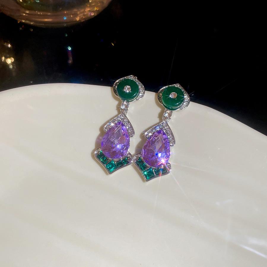 Silver Needle Retro Rhinestone Water Drop Tassel Earrings – Ethnic, New Chinese Style, Unique, Creative Heavy Industry Design