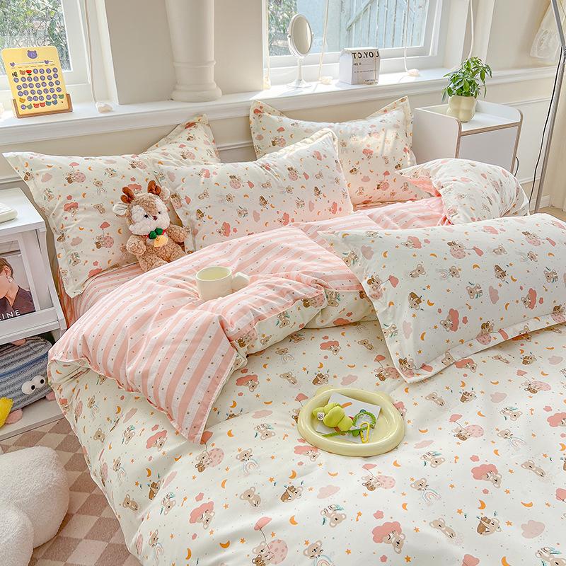Vintage Floral Bedding Set Ins Single Double Size Duvet Cover No Filler Flat Sheet Pillowcase Soft Girls Home Bed Linens