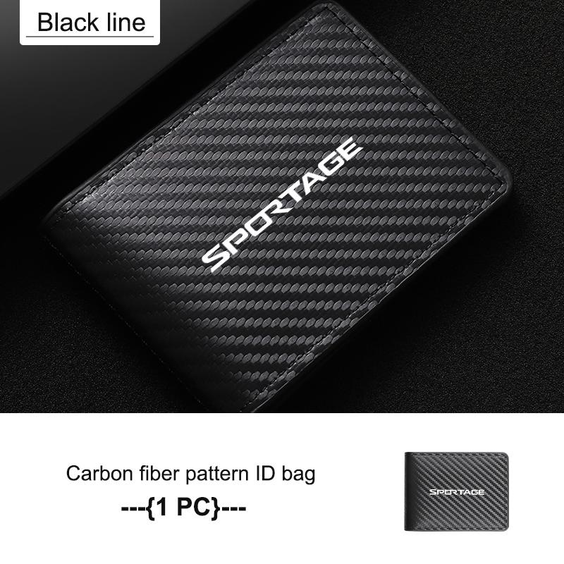 UJWG9 For KIA Carbon Fiber Credit Card Protector Holder Leather Driver License Cover Holder Stonic Picanto Sorento Stinger Soul