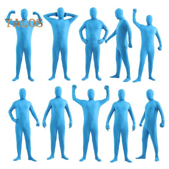 Unisex Halloween Jumpsuit Tight Fit Breathable Long Sleeves Hooded Elastic Solid Color Invisible Jumpsuit Zipper Back Bodysuit Props Party Costume