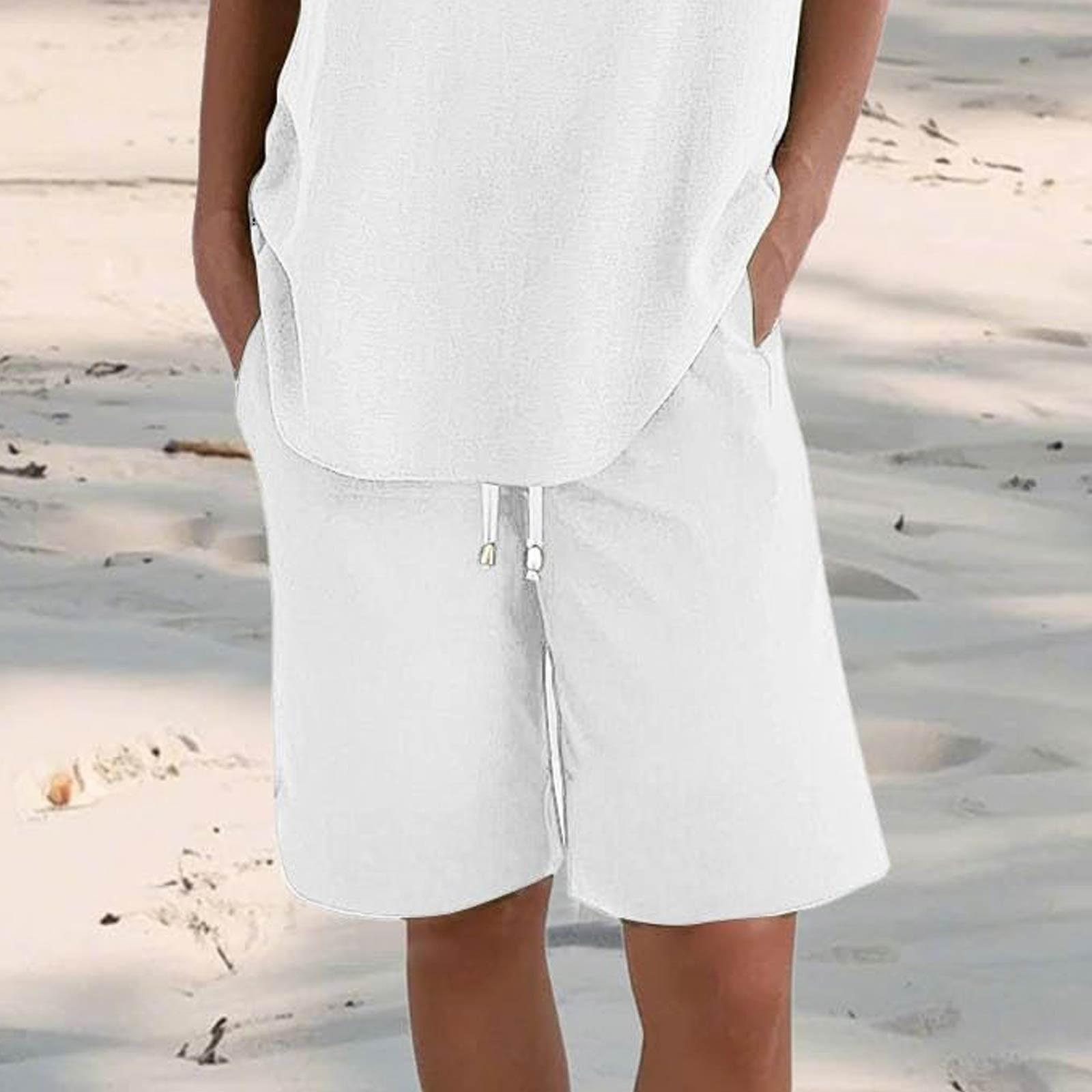 

Women s Casual Summer Elastic Beach Shorts Casual Shorts XL білий