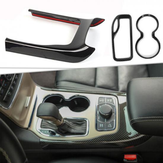 Carbon Fiber Gear Shift Cup Holder Panel Trim Cover for Jeep Grand Cherokee 14+