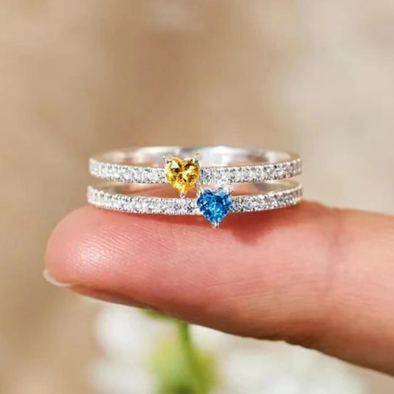 Huitan Dainty Lovely Heart Cubic Zirconia Rings for Women Simple Stylish Shiny Finger Accessories Modern Chic Party Zircon Hot