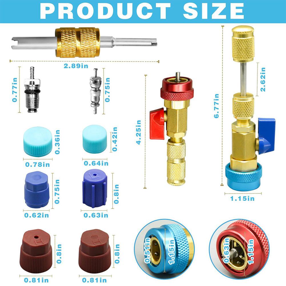 31 PCS Valve Core Quick Remover Installer Tool Set, High Low Pressure Coupler Valve R134a Ac Valve Core Remover & Installer Kit