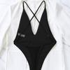 Women’s One-Piece Bathing Suit Sexy Bikini Swimsuit, Black Cross Back Monokini Swimwear