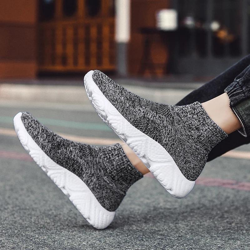 Fashion Autumn Classic Khaki Men's High-top Sneakers Big Size 47 Weave Breathable Sneakers Men Slip-on Platform Jogging Shoes Casual Men