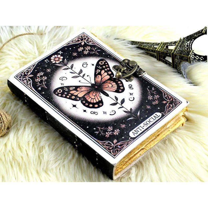 Blank Spell Book of Shadows Luna Moth Journal Witchcraft Supplies Moth Decor and Morpho Butterfly Print Luna Moth Journal gift for Him, Her