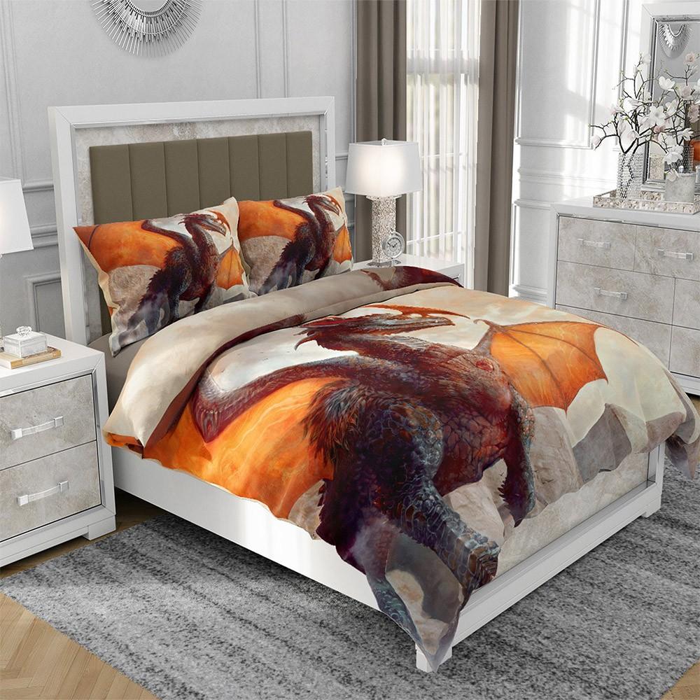 3D cotton satin bedding 160x200cm DRAGON