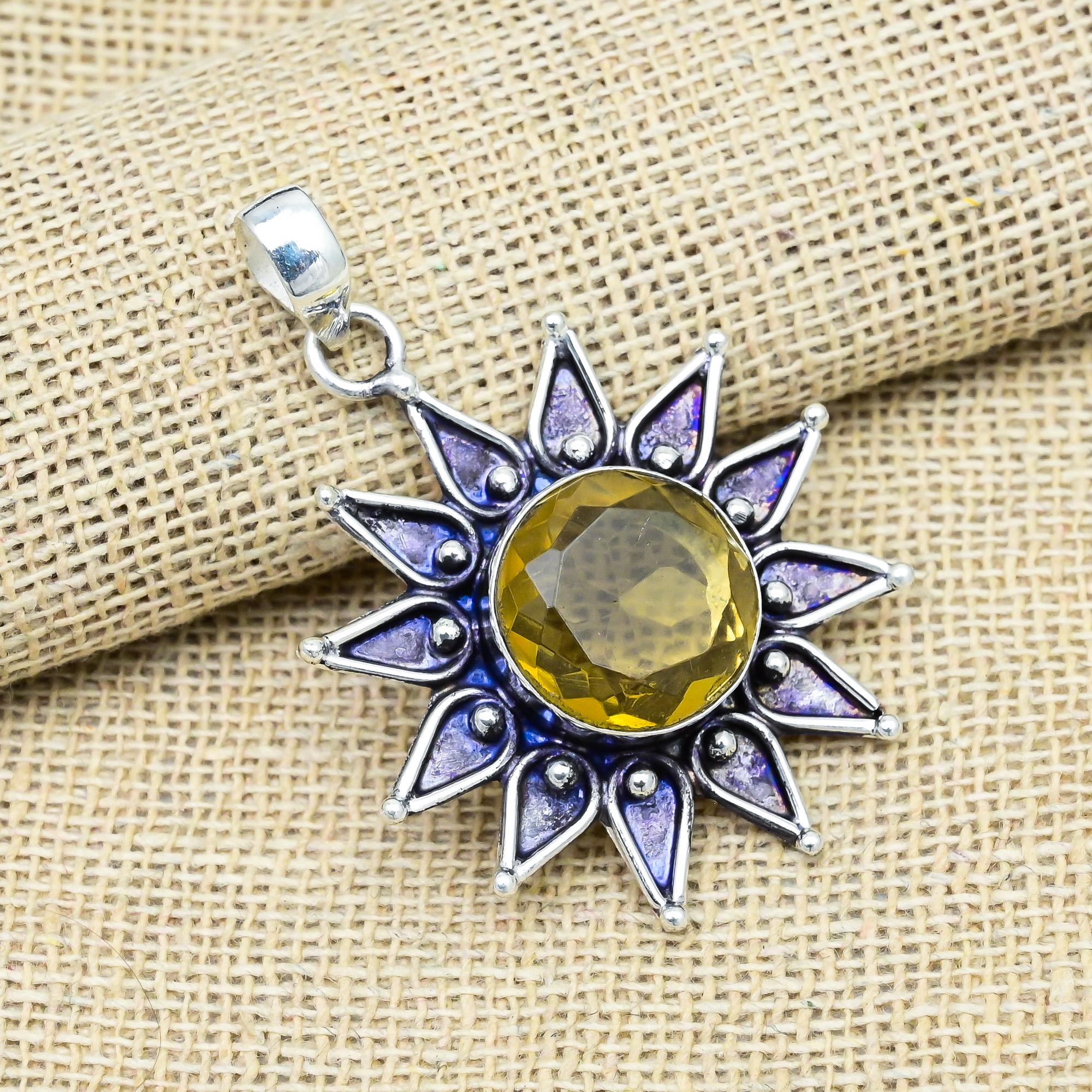 

Фантастический драгоценный камень цитрин 925 пробы, цепочка с подвеской ручной работы, подарок для нее 1.96 Inches жёлтый