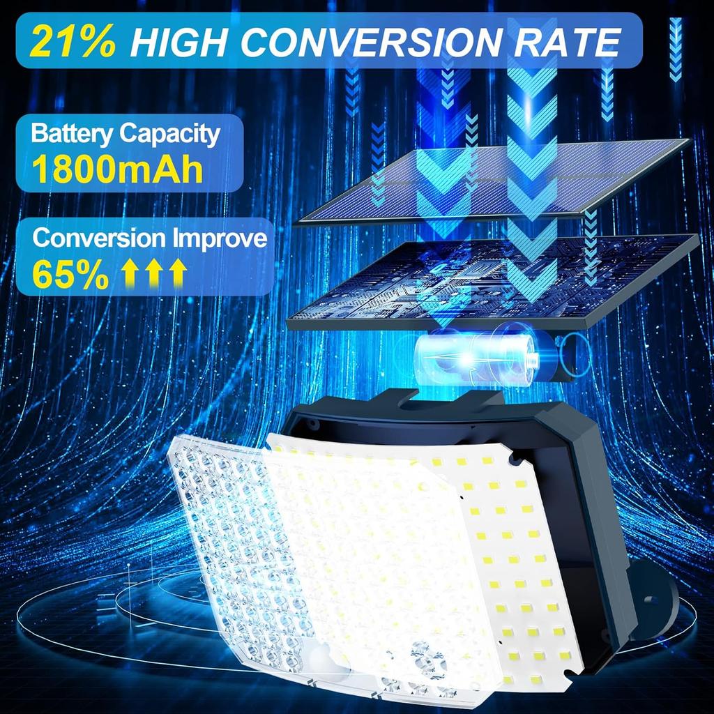 KERNOWO Solar Lights Outdoor, 118 LED Solar Motion Sensor Flood Lights with Remote, IP65 Waterproof Solar Powered Security Spot Lights with 16.5Ft