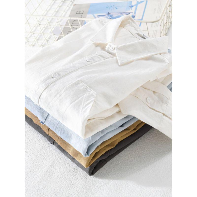 Spring and Autumn Long Sleeves Shirt Men Japanese Style Hong Kong Style Youth Workwear Casual Overshirt Loose Pure Cotton New Arrival