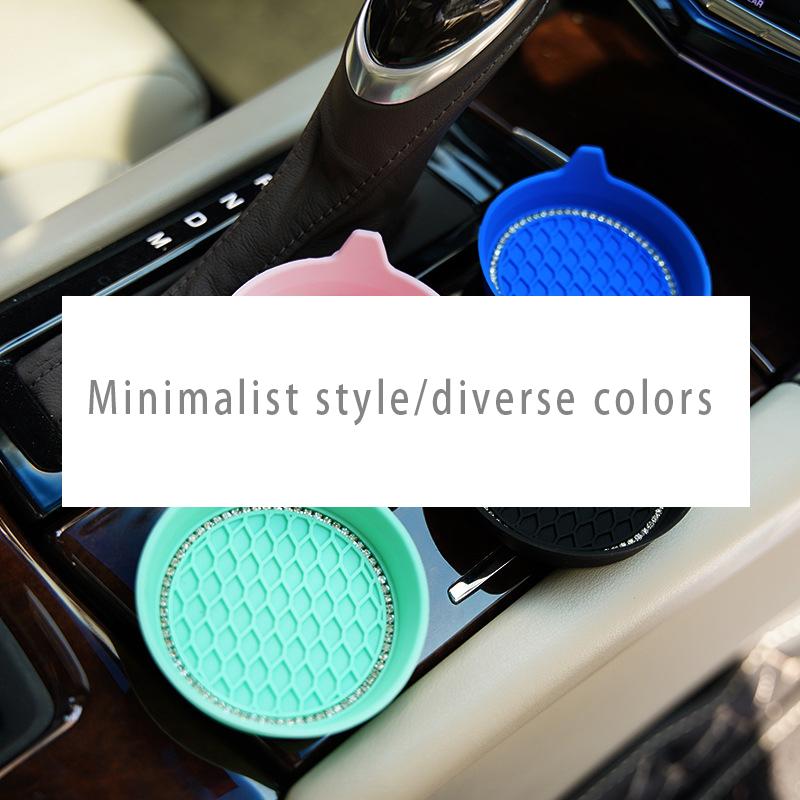 4pcs Diamond Car Cup Holder Insert Coaster Water Cup Drink Bottle Anti-slip Mat Washable Silicone Mat Car Accessories