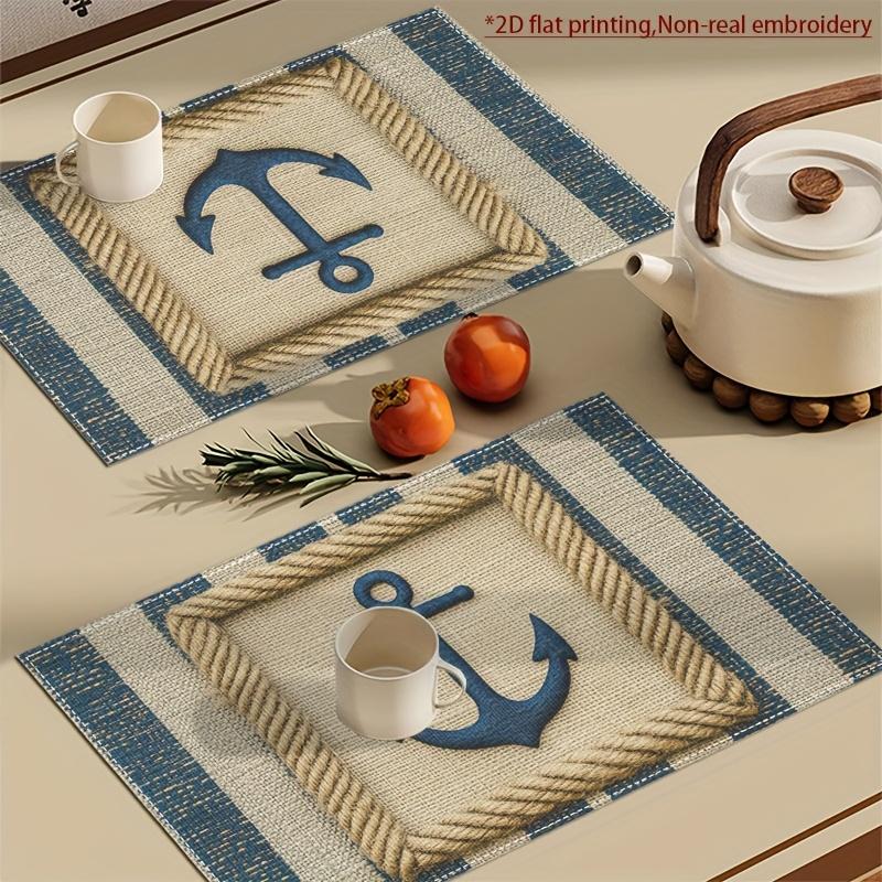 4er-Set Tischsets im maritimen Stil, konzipiert für das Essen, Maße 12 x 18 Zoll, geeignet für Küchen- und Restaurantdekoration, Heimdekoration, Familie