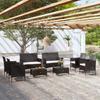 Vidaxl 8-Cz. Garden Lounge Set, Cushions, Black PE Rattan