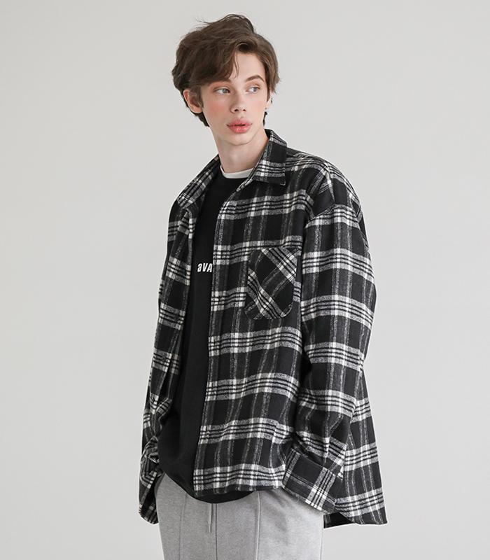Urban Dress Unisex Days Oversized Check Shirt - Black Black/2