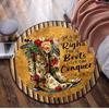 1Pc Cowgirl Boots Hat Circular Print Rug - home decoration Carpet For Living Room Bedroom Flooring Computer Chair Area Rug