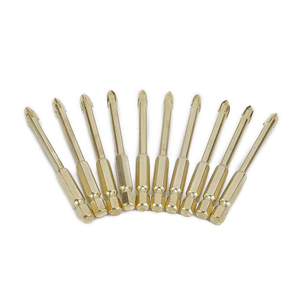 10pcs 6mm Ceramic Tile Marble Glass Drill Bits Spear Head Hex Shank