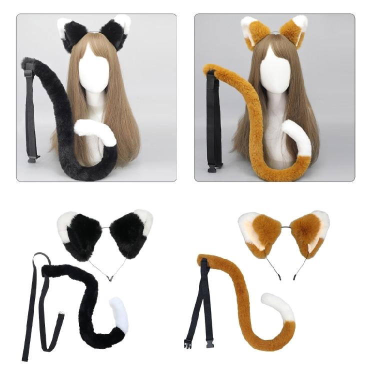 Masquerades Party Hair Hoop Animal Ear Plush Headband/Tail Girl Hair Ornaments