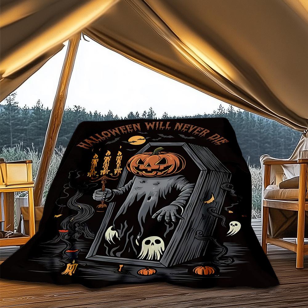 1pc Gothic decor Throw Blanket Polyester Fiber, Lightweight Flannel, Soft & Warm, All Season Use for Outdoor, Camping