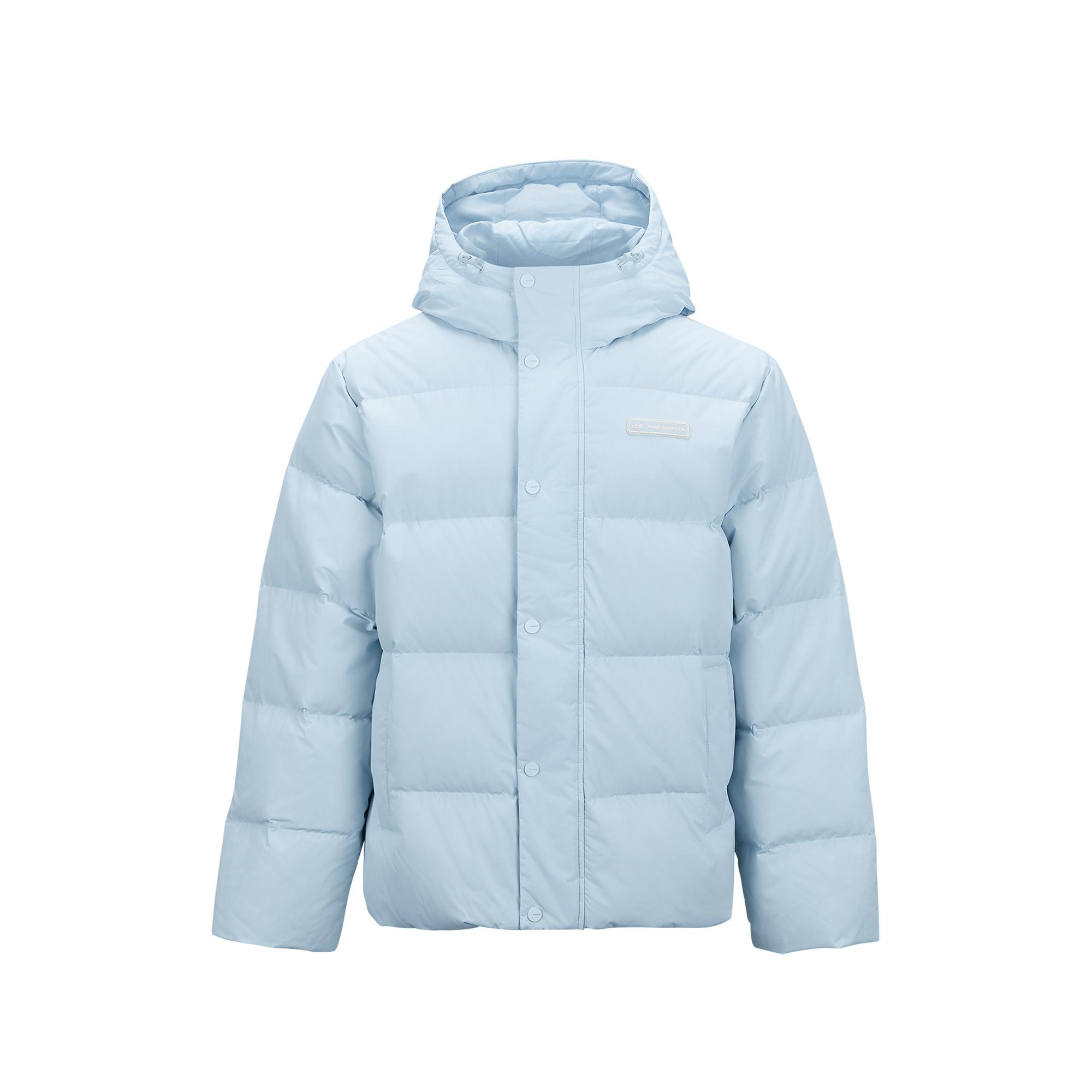Skechers Windproof Waterproof Oil-Resistant Teflon Three-Proof Warm Duck Down Hooded Jacket Unisex Jacket Sky-Light-Blue L324U154-0400 XL