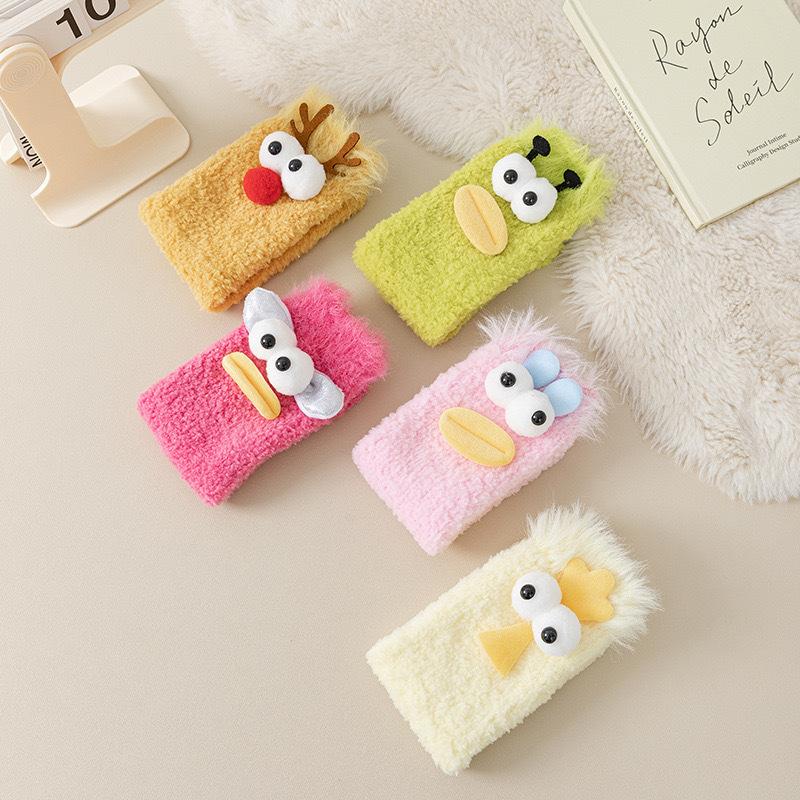 Ugly and Cute Socks, Girls' Fur Hoop Socks, Funny Girls' Socks, Mid-calf Socks, Coral Fleece Winter Warm Floor Socks