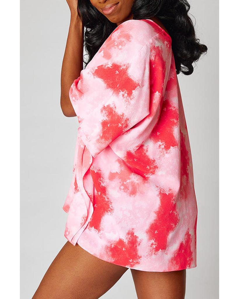 Azura Exchange Red Plus Size Tie-dye Print 3/4 Sleeve Tunic Top