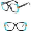 Damebriller personlig fargeblokk firkantet brilleinnfatning anti-blått lys optisk brilleinnfatning godteri farge flatt speil