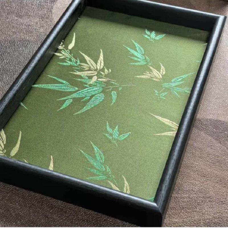 Bamboo Leaf Style Embroidered Tray for Storage