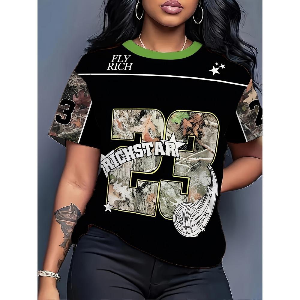 

Women s short-sleeved T-shirt with numbers and basketball graphics. On-trend streetwear looks and effortless fashion. XXS