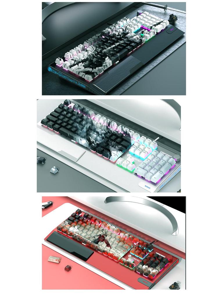 Langtu K1000 Mechanical Gaming Keyboard with Blue Switches - Custom PBT Theme for Girls & Office Use