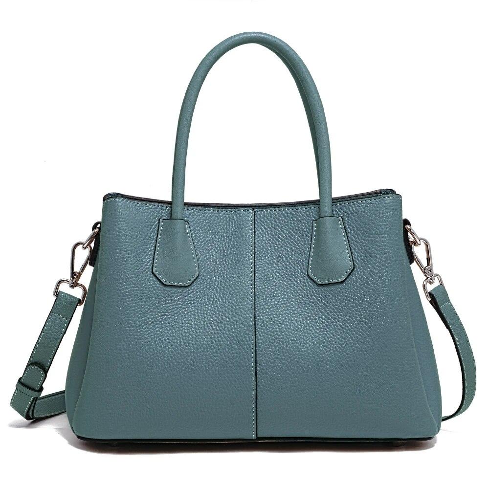 

Zency Женская дизайнерская сумка-тоут из натуральной кожи с верхней ручкой Женская сумка через плечо для ношения зелёный/льняной