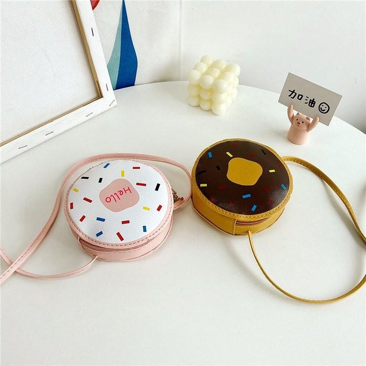 Design Cartoon Donut Children Crossbody Bag With Adorable Letter Image Daily Use