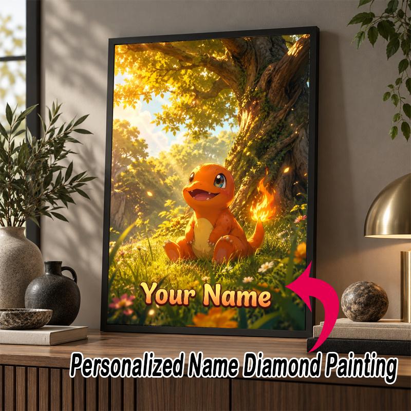 Personalized Charmander Diamond Art Custom Name 5D Diamond Painting Full Drill DIY Craft