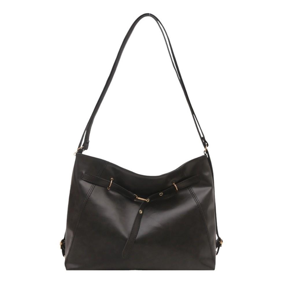 

Однотонная сумка через плечо с пряжкой, новый дизайн, женский рюкзак, модная винтажная сумка-тоут для девочек чёрный