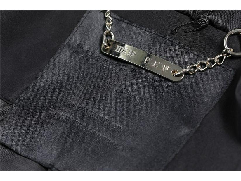 Pánská černá bunda Philipp Plein s kapucí - Podzimní/Zimní kolekce