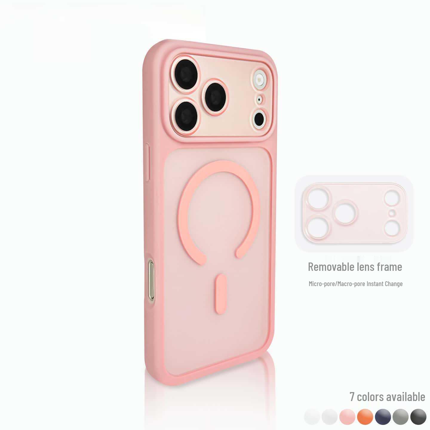

Compatible with Apple 17 Pro Max: Semi-Transparent Matte Magnetic Anti-Drop Protective Case with Detachable Lens Precision Cutouts. iPhone 15 Pro Max розовый