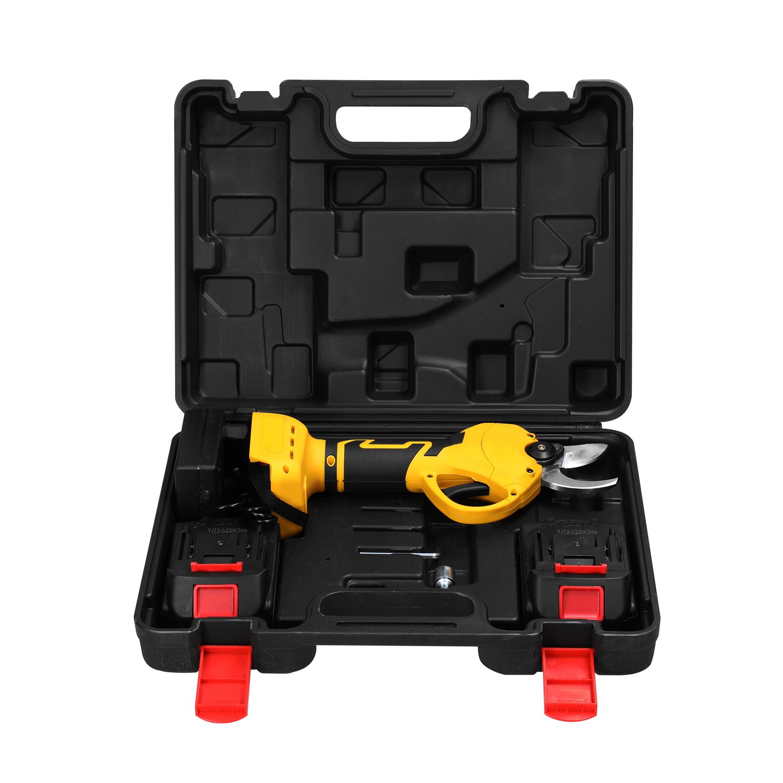 

21 В Аккумуляторные секаторы Высокоэффективный электрический секатор фруктовых деревьев бонсай обрезка ветвей резак 2pcs batteries US Plug разноцветный